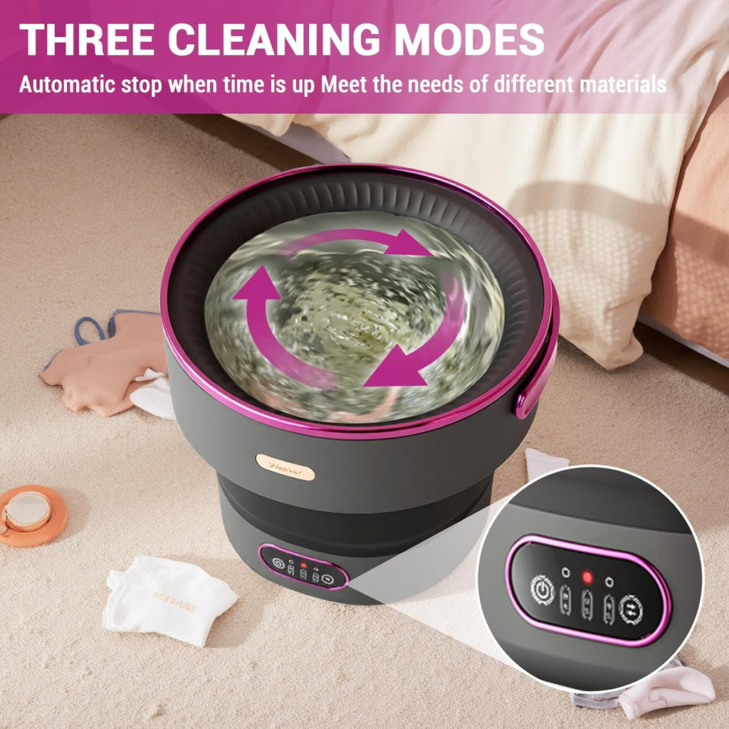13L Portable Mini Washing Machine with Spin Dryer, Collapsible Small Washer for Baby Clothes & Underwear, 3 Deep