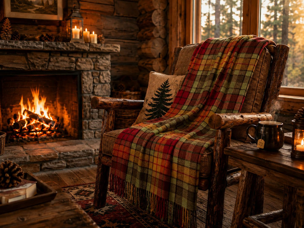 Tartan Fall Plaid Wool Blanket - Scottish Winter Throw (Buchanan Autumn)