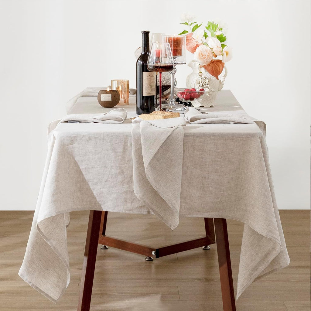 Linen Tablecloth 100% Pure Linen Table Cloth 60x108 Inches Rectangle Tablecloths Washable Cloths, Di