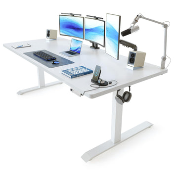 Standing Desk 63 × 37 Inch Electric Height Adjustable, White