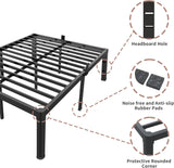 14 inch Metal Queen Bed Frame with Rounded Corner and Headboard Hole Mattress Retainers 3500LBS Heavy Duty Steel Slats