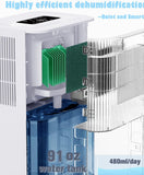 Portable Home Dehumidifier for Basements Bathroom Bedroom|91 OZ Tank|900 sq.ft Coverage|Quiet Smart Design with Auto