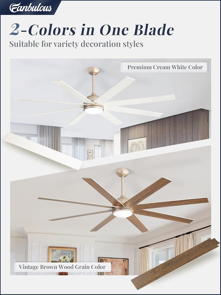72" Ceiling Fan with LED Light and Remote - Champagne Gold