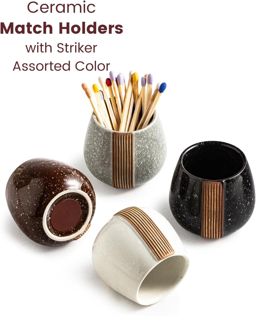 Ceramic Match Striker Holders - Matchstick Container - Set of 2