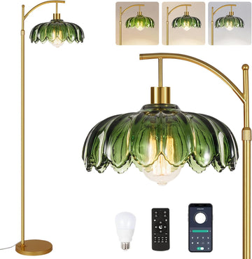 Gold Floor Lamp,Mid Century Modern Standing Lamp with Remote