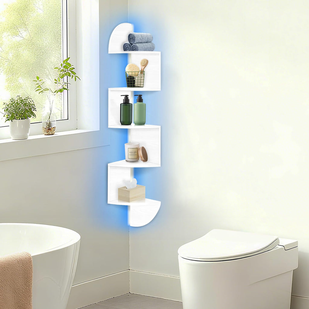 Corner Shelf Wall Mounted Corner Floating Shelves with Light