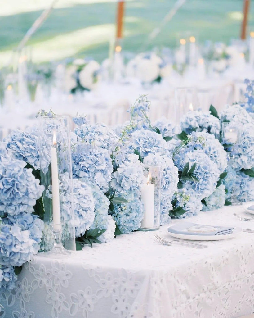 5pcs Real Touch Artificial Hydrangea, Baby Blue