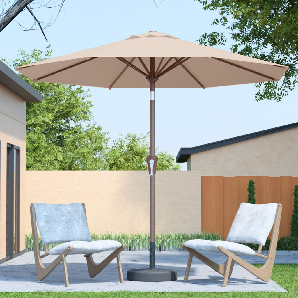 10FT Patio Umbrella Outdoor Market Umbrella with Crank and Tilt, 8 Flexible Fiberglass Ribs