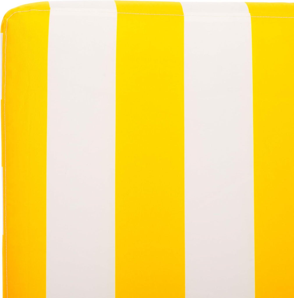 Outdoor Chaise Lounge Chair - Heather Tan & Yellow Stripe - Steel and Woven Rope - Adjustable 5-Position