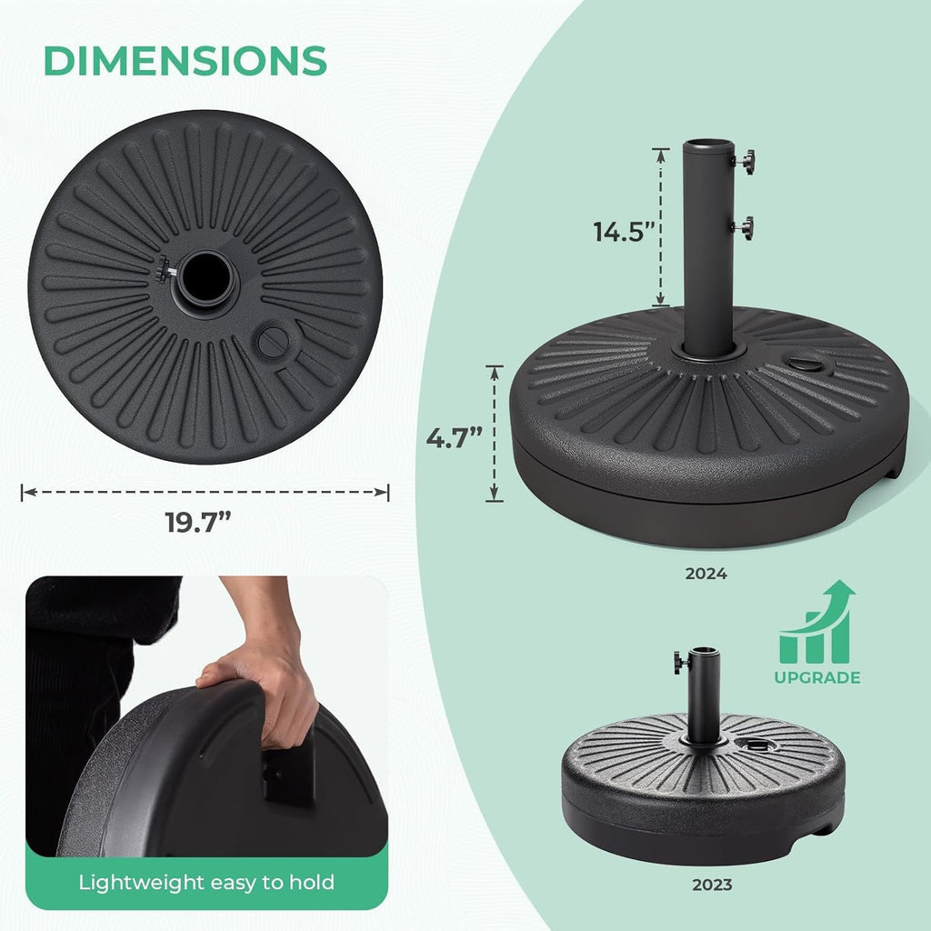 81.5lb Max Capacity Patio Umbrella Stand, Outdoor Umbrella Base Water Filled Stand