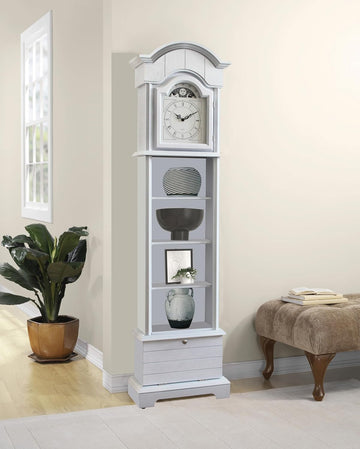 72'' Traditional Floor Standing Wood Grandfather Clock with White Finish