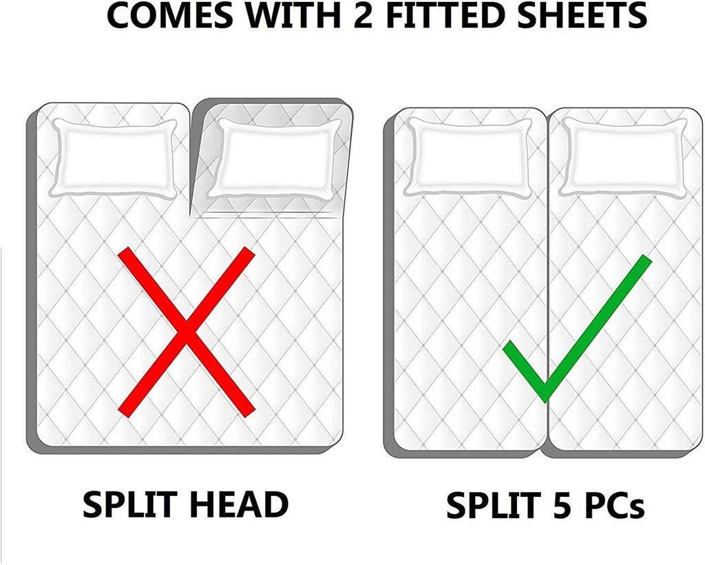 1000 Thread Count 100% Egyptian Cotton 5Pcs Split Sheets Set for Adjustable Beds, Fits Mattress 16" Inch Deep Pocket