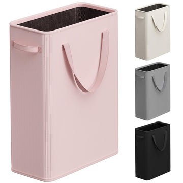 50L Pink Slim Laundry Hamper, Narrow Laundry Basket with Handles, Baby Girl Hamper, Collapsible Laundry Basket