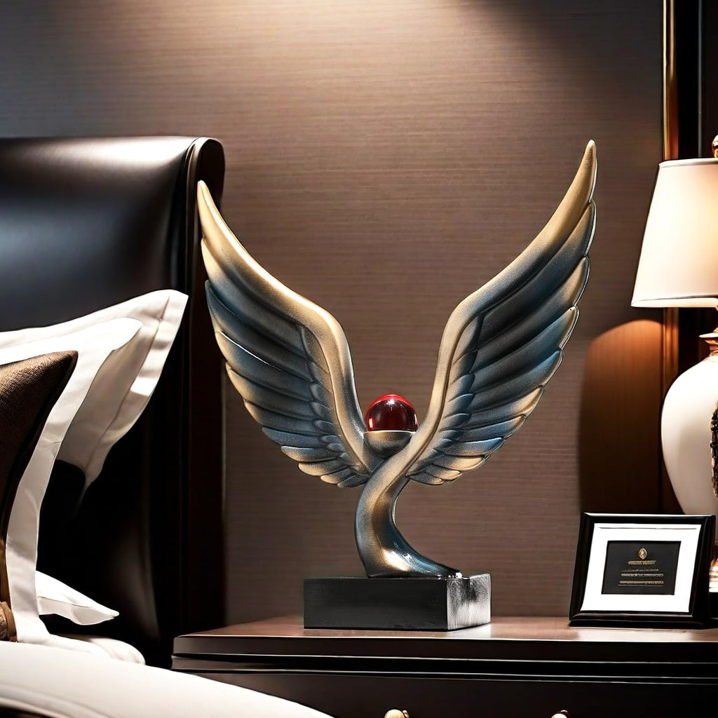 Abstract Eagle with Crystal Ball Statue Resin Art Sculpture Frgurines Gift Decor Office Living Room Desktop Display