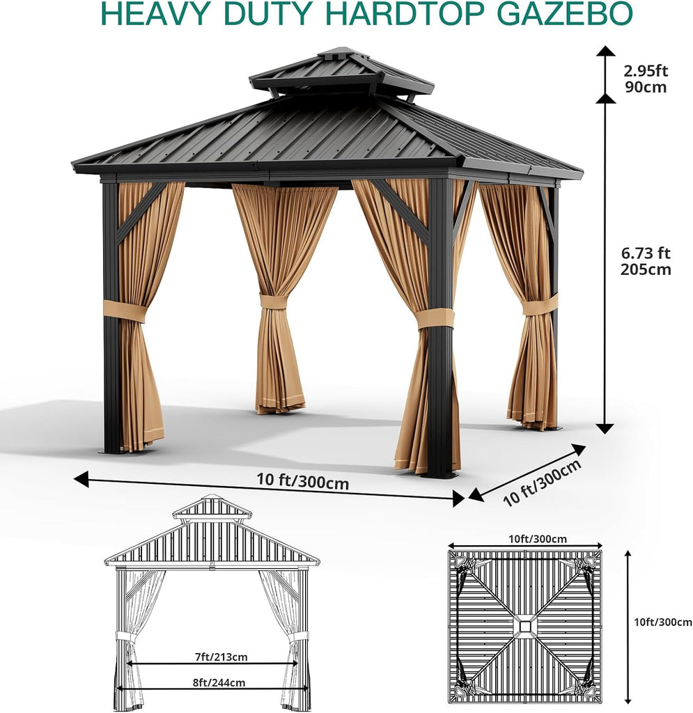 10x10 ft Double Roof Hardtop Gazebo