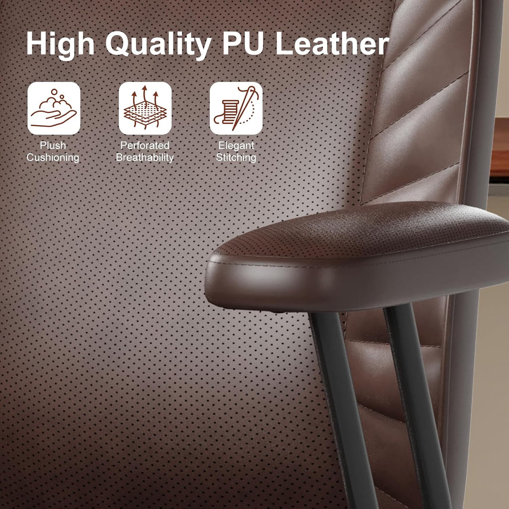 Home Office Desk Chair, Adjustable Comfy with Wheels,Leather with Removable Armrests, Office Desk Chair with Lumbar