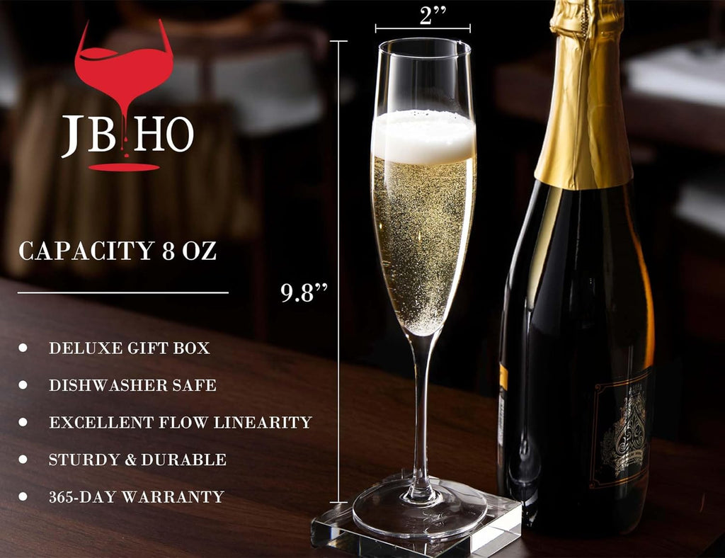 Champagne Glasses-Elegant Flutes-Gift-Box-Hand Blown Champagne Flutes Glass-100% Lead-Free Premium Crystal - Gift