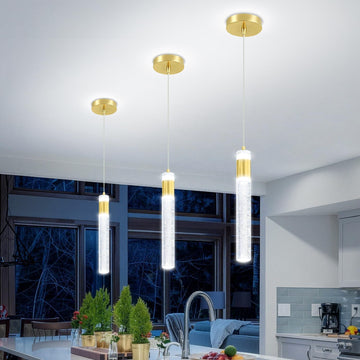 Gold Pendant Light Crystal Pendant Light Fixtures for Kitchen Island Lighting 3000k-6000k LED Modern Adjustable
