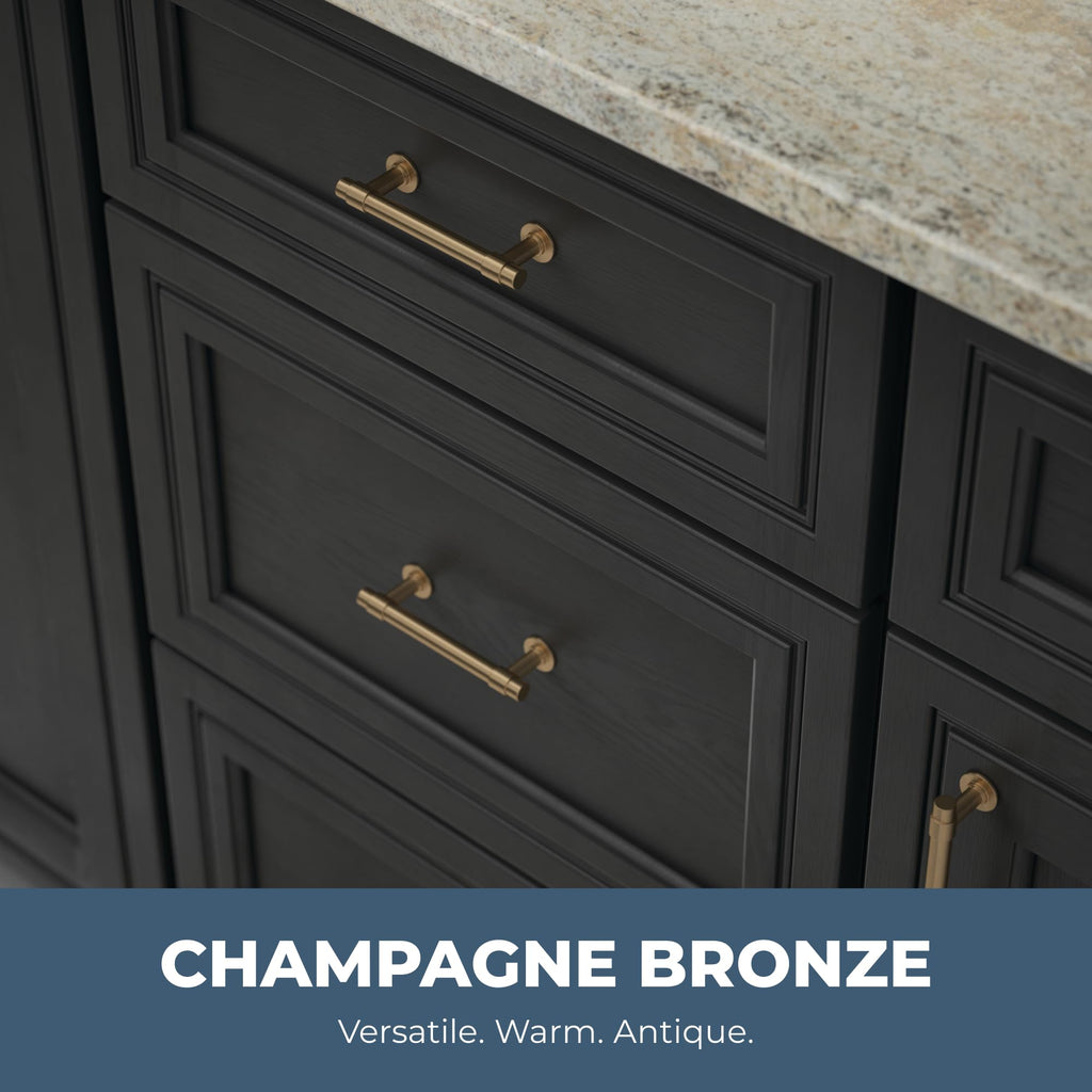 Francisco (10-Pack) Cabinet Handles 3" Hole Center Pulls | Champagne Bronze Hardware Kitchen Door, Drawers, Dressers