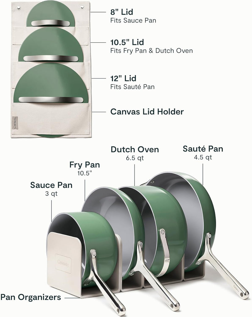 12-Piece Non-Stick Ceramic Cookware Set | Pots, Pans, Lids and Kitchen Storage, PFAS and PFOA Free, Oven Safe Pan Set