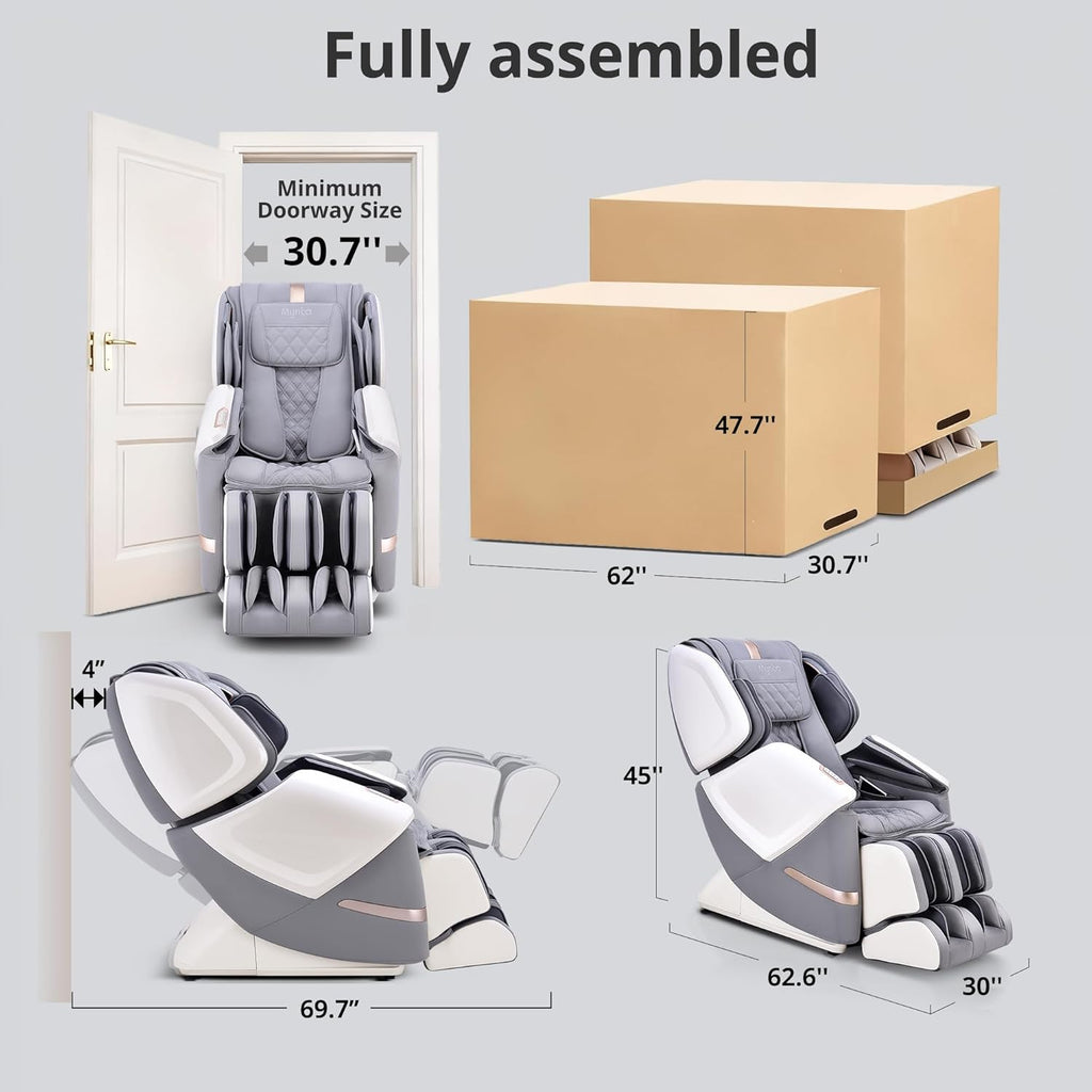 4D Massage Chair, Dual Mechanism 4D+2D Massage Chair Full Body, Waist & Shawl Heating with Extended SL-Track, Foot &