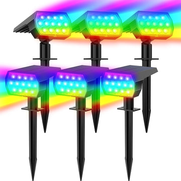 Color Changing Solar Lights Outdoor, IP68 Waterproof, RGB, 6 Pack | 7 Lighting Modes, Multicolor Solar Halloween
