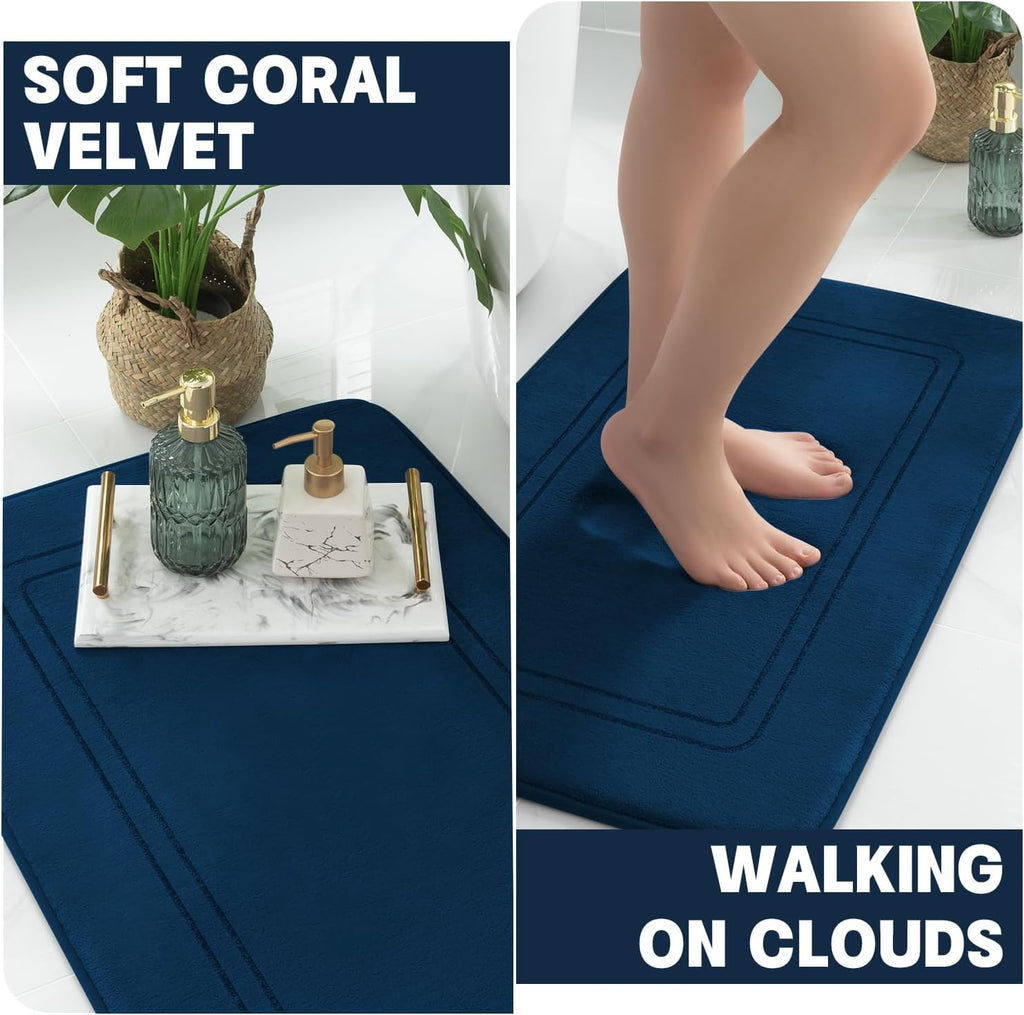 Memory Foam Bath Mat Set, Bathroom Rugs Sets 2 Pieces, Non Slip Bath Mats , Super Soft and Water Absorbent Bath Rug