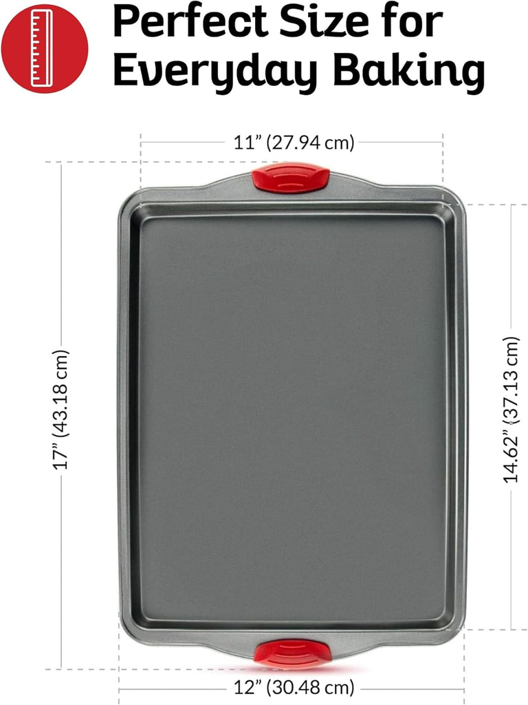 Premium Nonstick Sheet Pans - Set of 3, Heavy-Gauge Carbon Steel, Warp, Dent, and Rust-Resistant - Gourmet Rimmed
