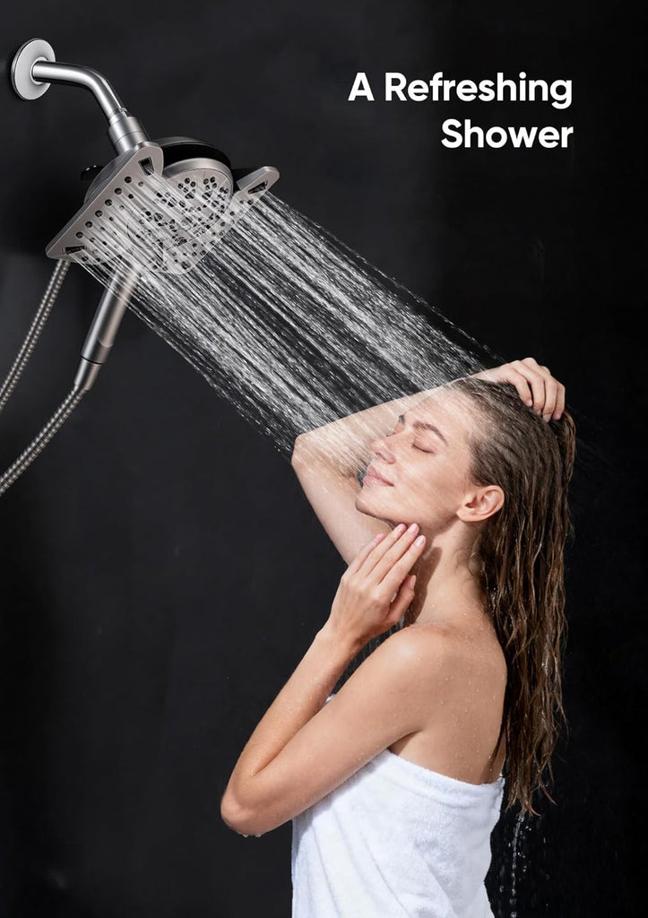Shower Head with Handheld High Pressure, Rain Shower Head with Fixed Showerhead and 9 Sprays Handheld Shower