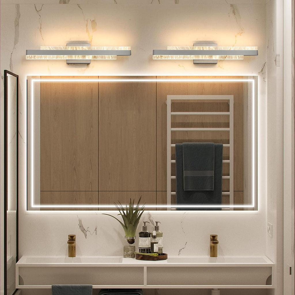 Bathroom Vanity Light: Brushed Nickel 24 inch 28W Dimmable LED Bath Bar Light Fixtures Over Mirror - Wall Sconce