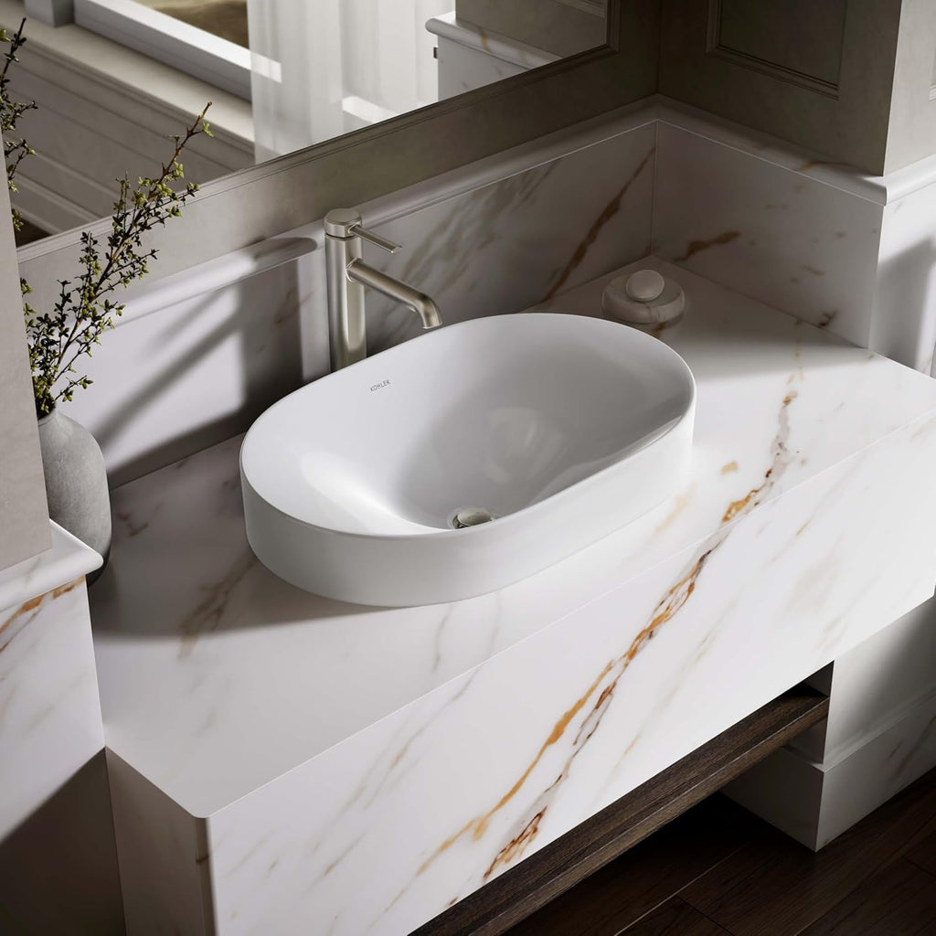 31701-0 Chalice 22-3/4" Oval Bathroom Vessel Sink, Above Counter Vanity Sink Basin, with Overflow, No Faucet Holes