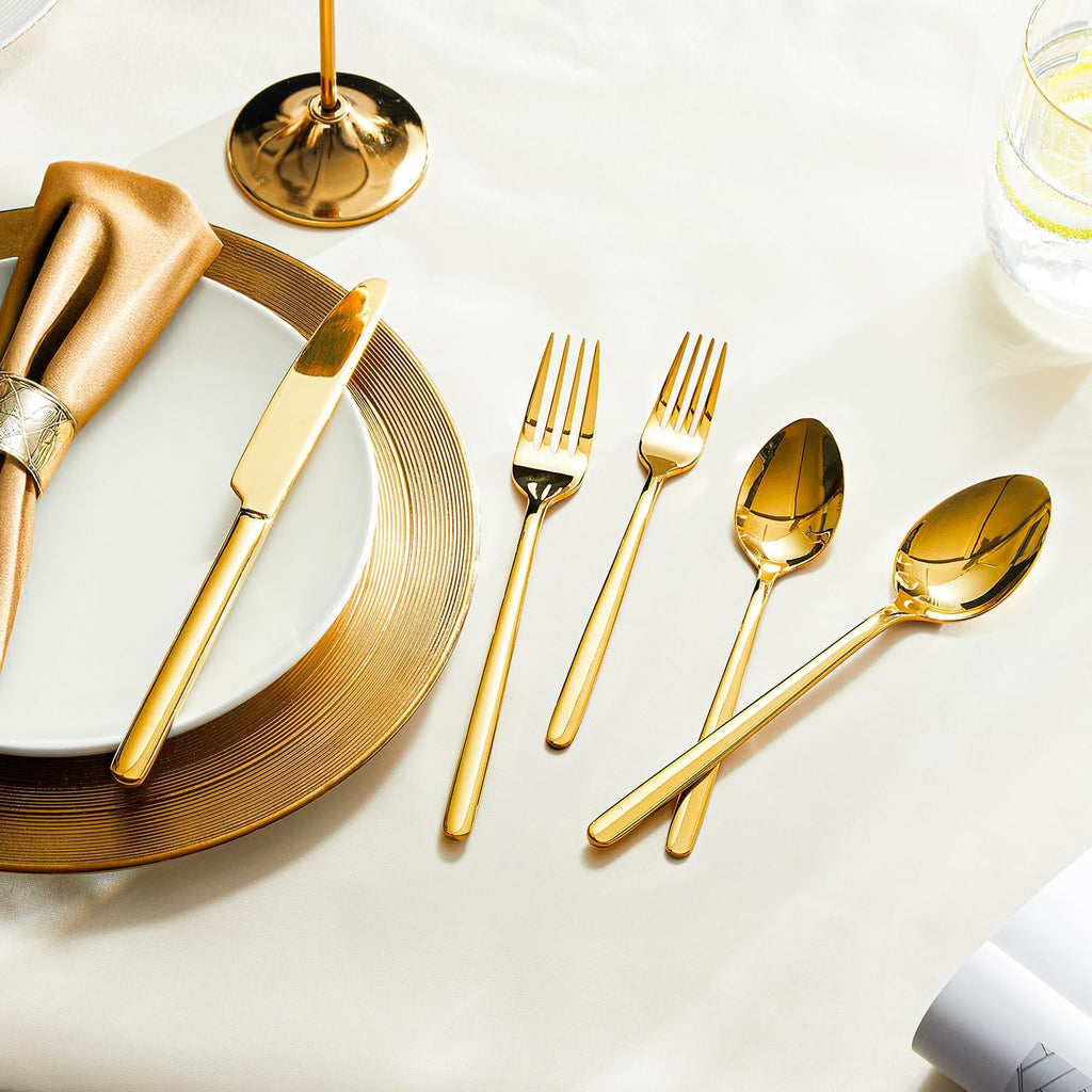 Gold Silverware Set, 40-Piece Flatware Cutlery Set for 8