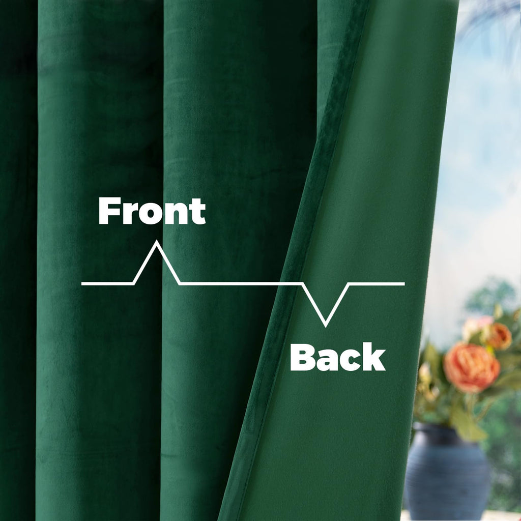 Emerald Green Velvet Curtains 96 Inch Ling, 2 Panels