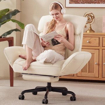 Cross Legged Office Chair with Pivoting Armrests,Criss Cross Chair with Pocket Spring Seat & Back,Reclining Computer