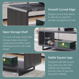 48" Modern Coffee Table, 2-Tier Minimalist Center Table with Storage Shelf, Curved Profile Design