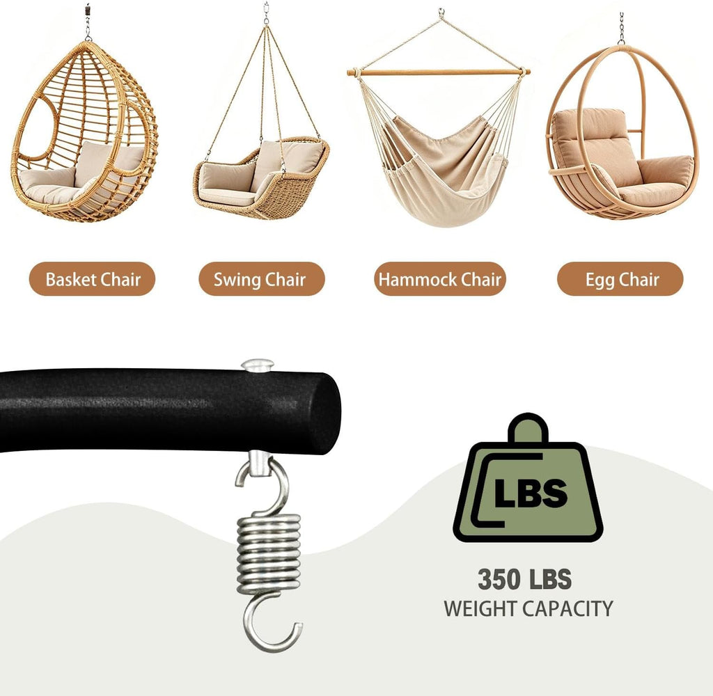 Stand Only, Heavy Duty Hammock Chair Stand 360° Swivel, Max 350 lbs, Hanging Chair Frame for Indoor Outdoor Porch