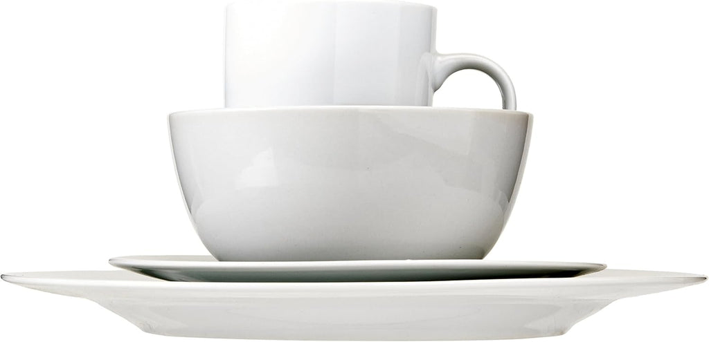 16-Piece Porcelain Dinnerware Set, Microwave and Dishwasher Safe, Service for 4, Plates, Bowls and Mugs, White