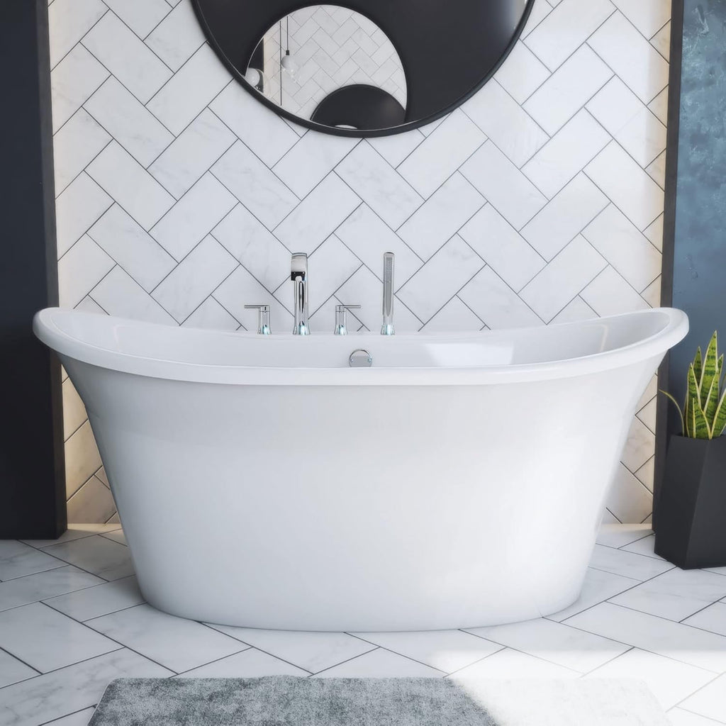 Montego 60 inch L x 27 inch H White Acrylic Freestanding Bathtub