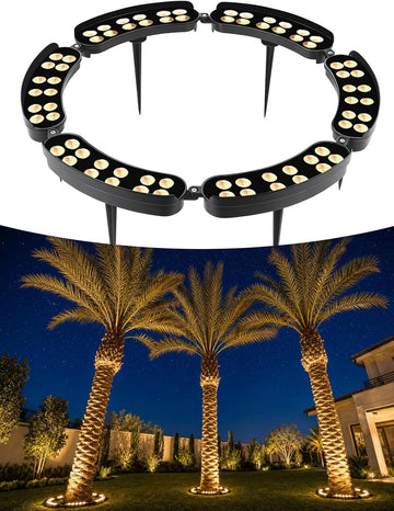 Outdoor Ring Tree Lights, 12V 72W Aluminum LED Landscape Uplighting for Trees, 2700K Warm White, Low Voltage IP65