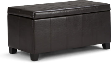 Gabbie 36" Wide Vegan Leather Storage Ottoman in Brown