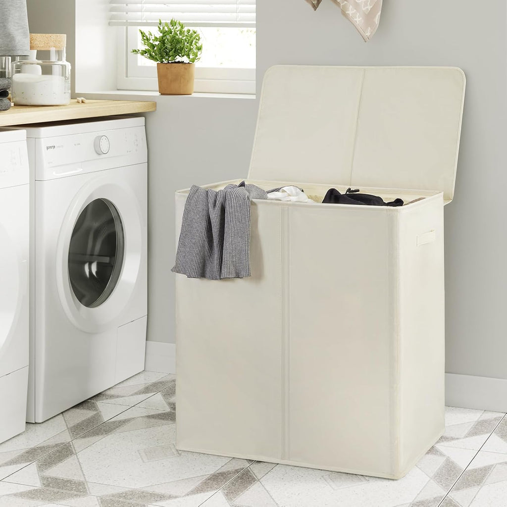 140L Double Laundry Hamper 2 Section with Lid and Removable Bags | Divided Laundry Basket, Large Dirty Clothes Hamper