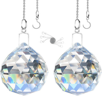 Sun Catcher with Chain & Hook for Easy Hanging - 2 Pack 40mm Rainbow Maker Prism