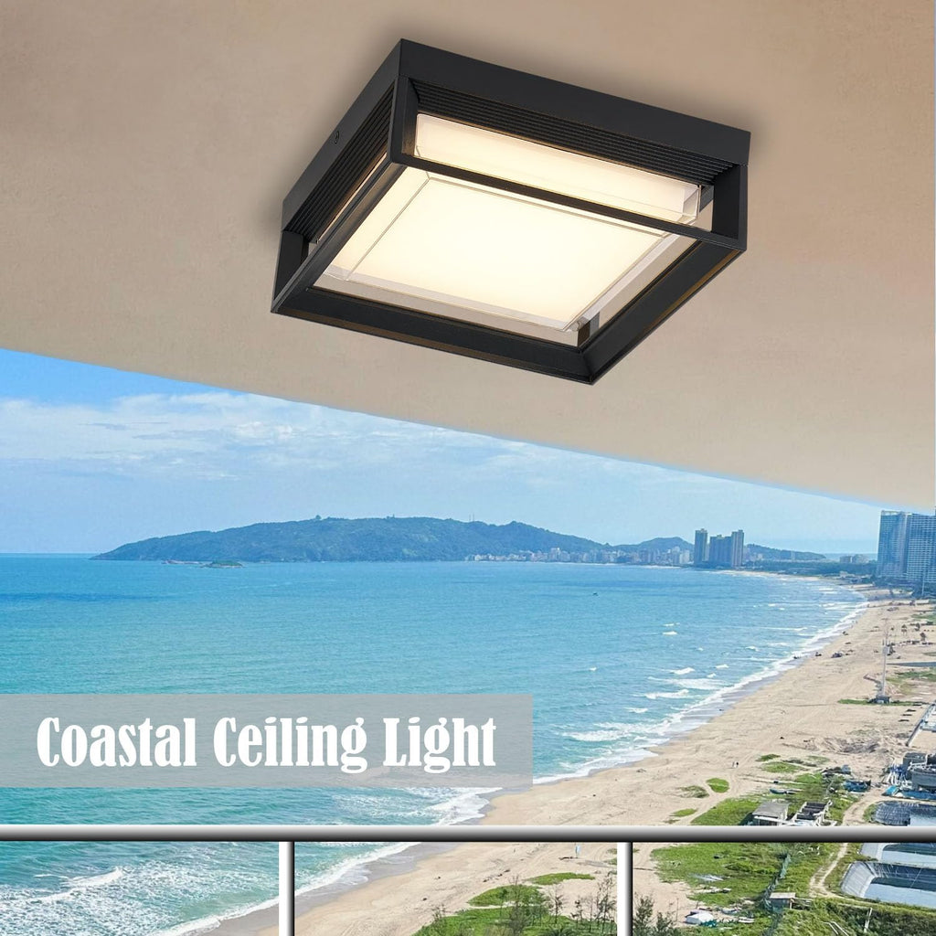 Outdoor Square Flush Mount LED Ceiling Light Fixture