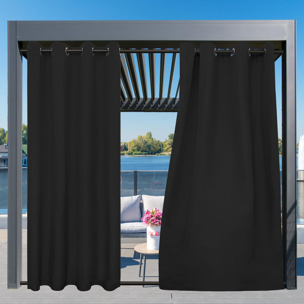 Outdoor Curtains 1 Panel, 54x84 inch, Black