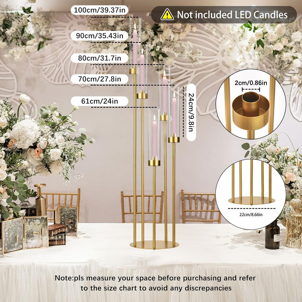 Gold Candelabra Centerpieces for Tables,Acrylic Candelabra 5 ArmConcert Party Housewarming Gifts centros de mesa para