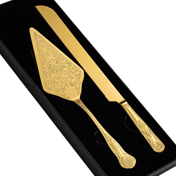 Vintage Wedding Cake Knife and Server Set, Stainless Steel Cake Pie Pastry Cutting Knife & Serving Spatula Set
