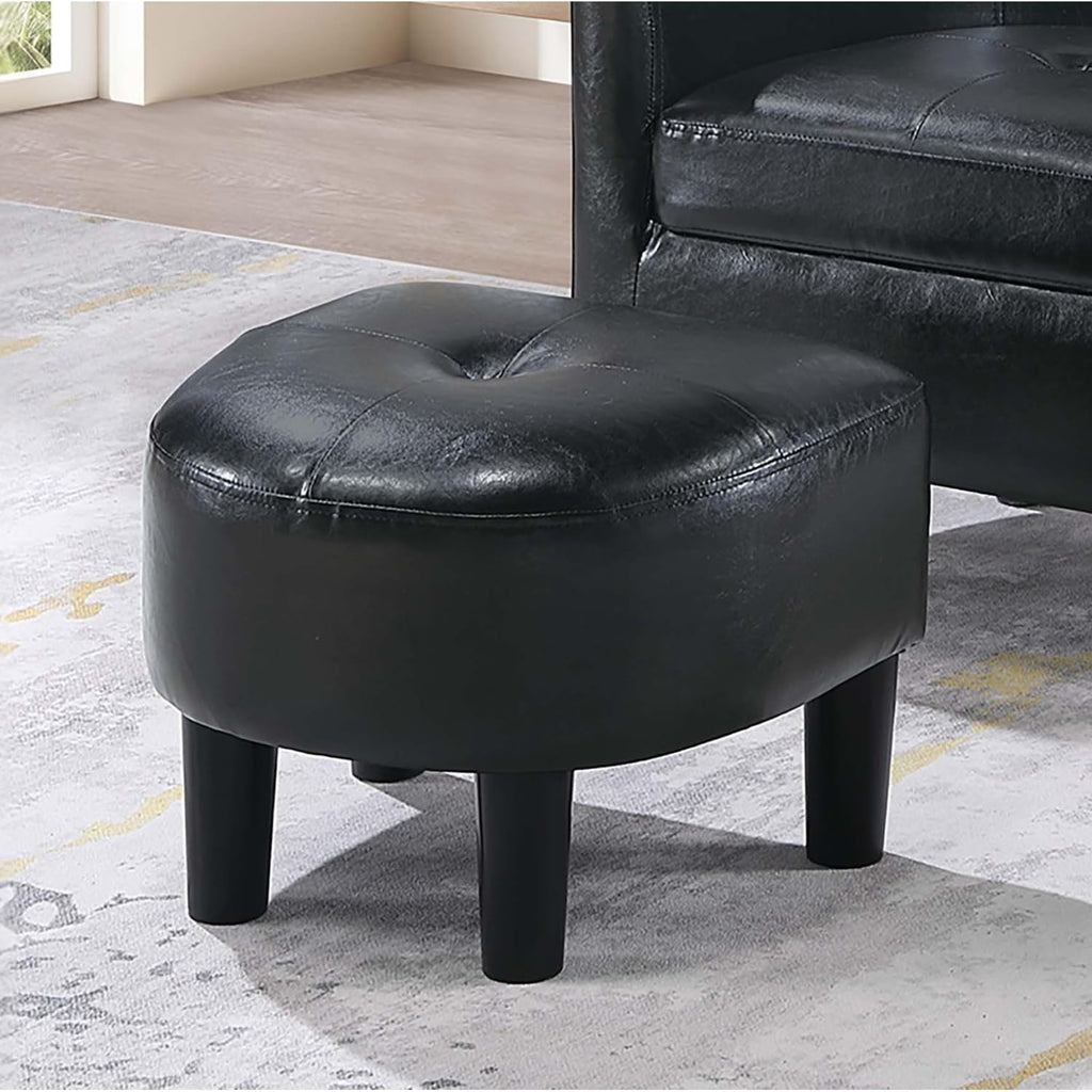 Modern Lounge Chair — Black Faux Leather