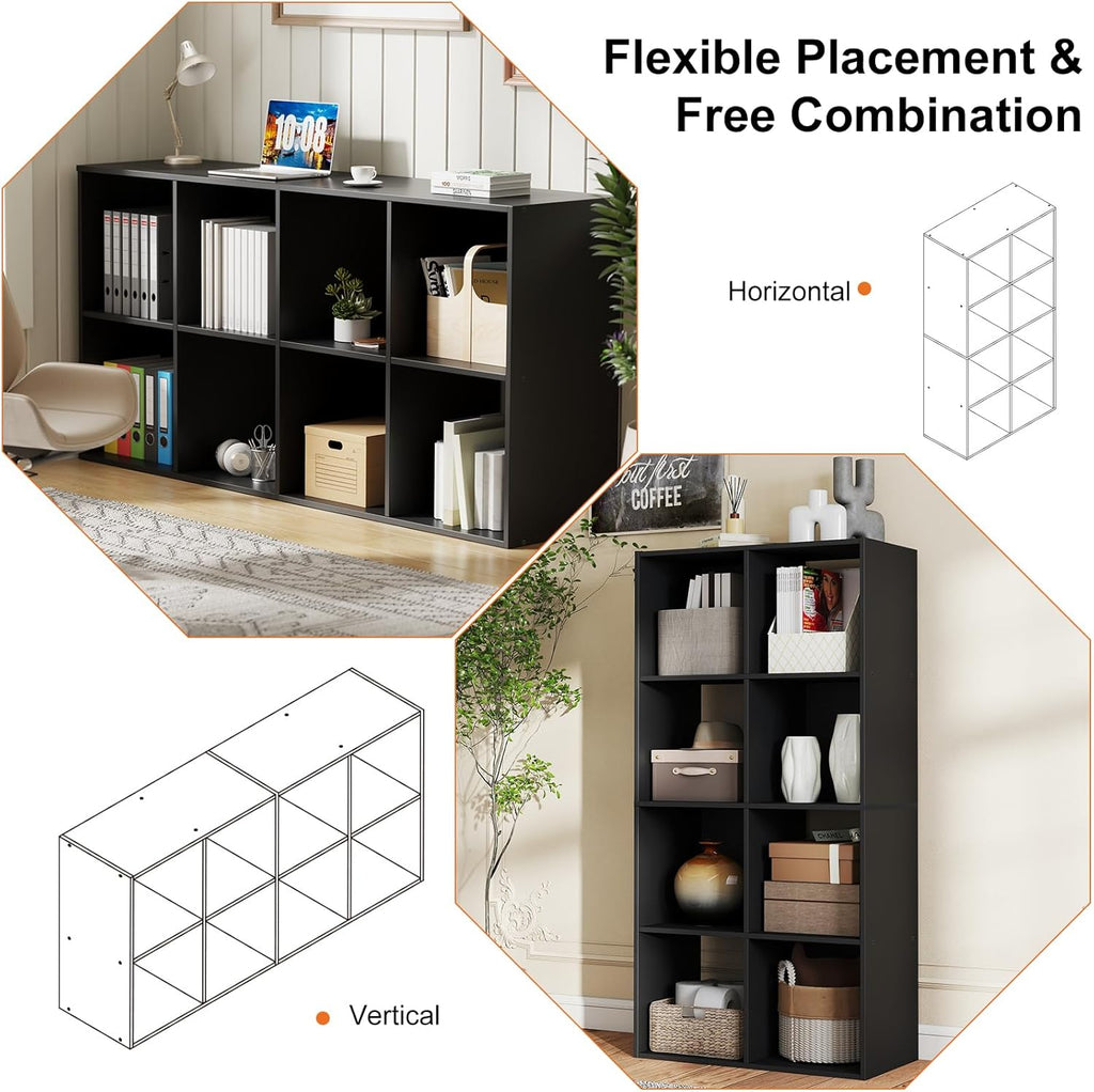 8 Cube Storage Organizer - Open Cube Bookshelf with 4 Removable Back Panels, Display Storage Bookcase, Entrance Hall