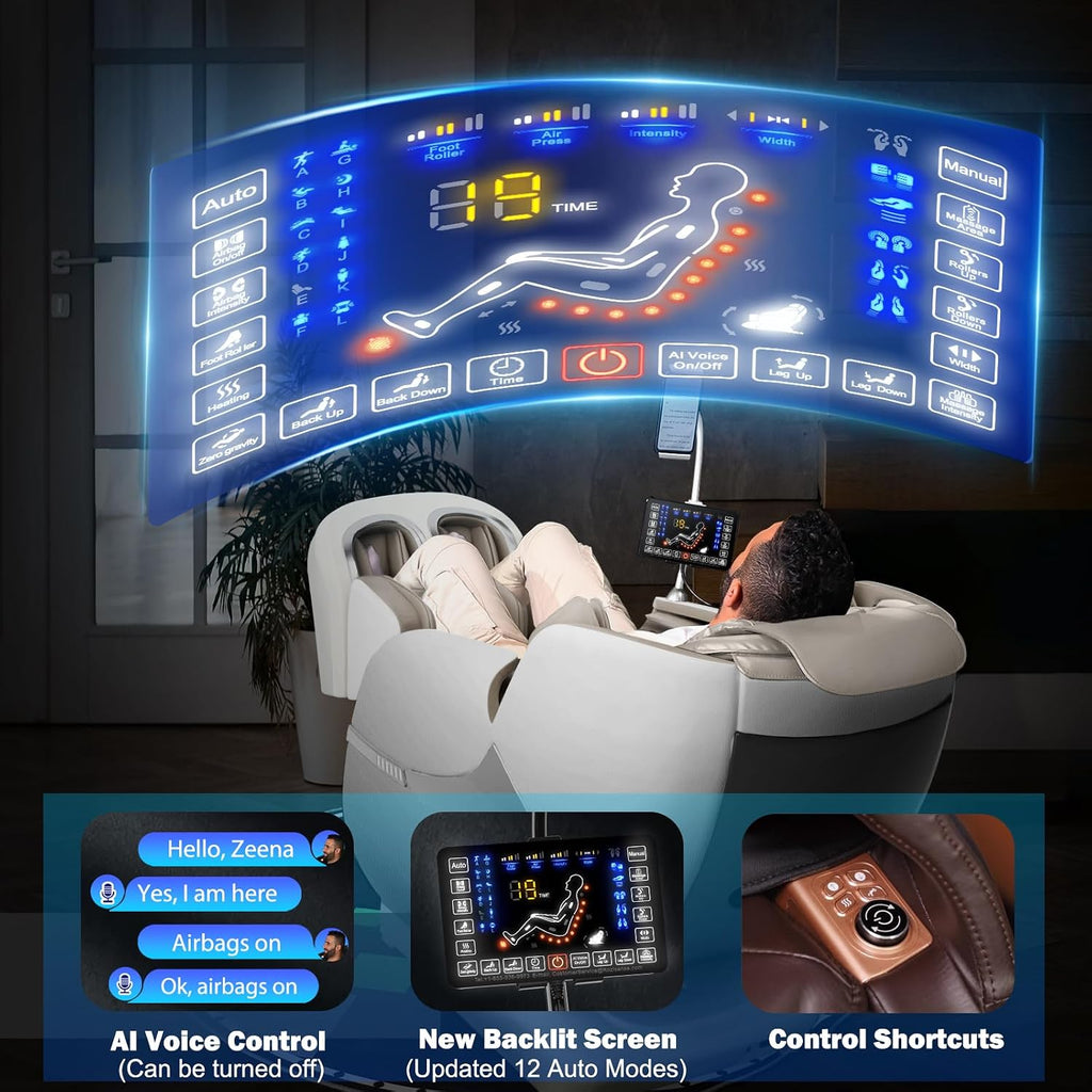 A18 Zero Gravity Full Body Massage Chair with Heat | Phone Holder, Bluetooth Speakers, 12 Auto Modes, 6 Manual Modes