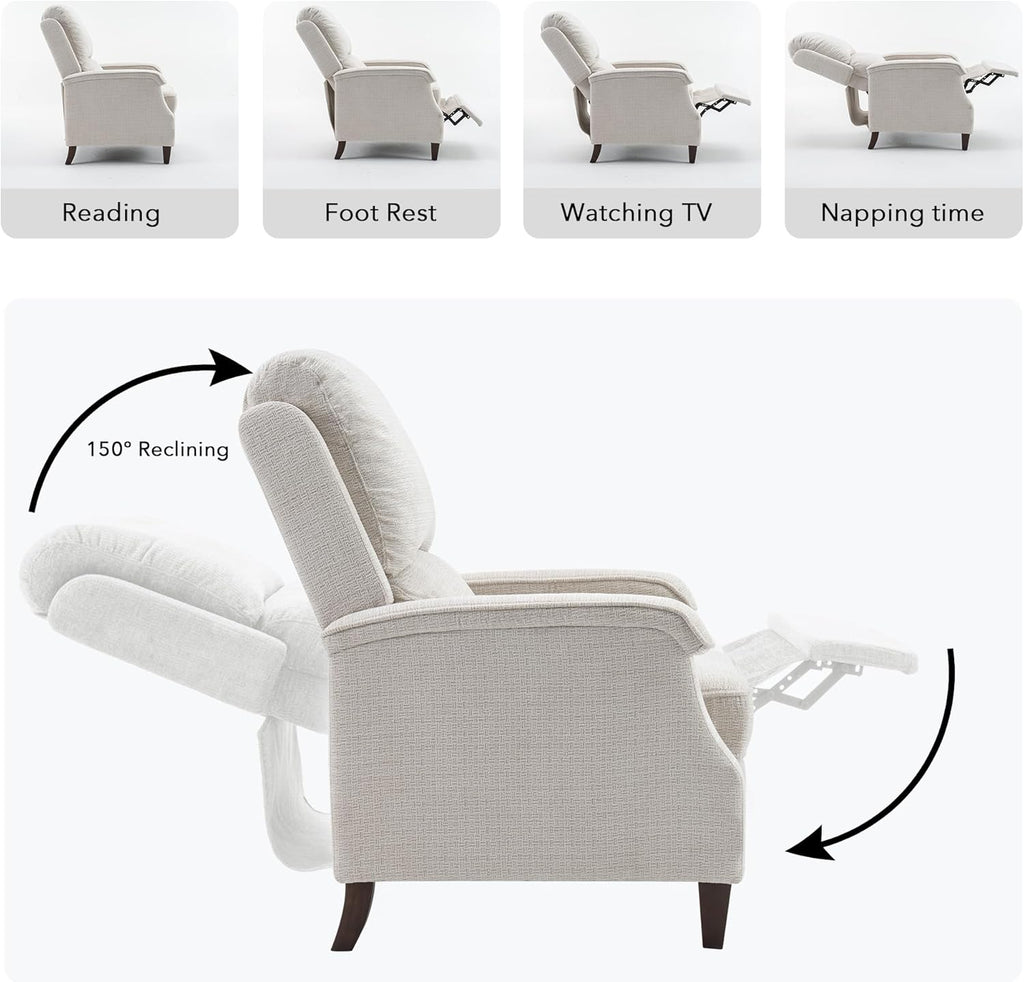 Recliner Chair, Fabric Recliner with Soft Armrest
